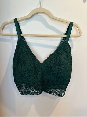 Auden Deep Green Lace Bralette with Adjustable Straps